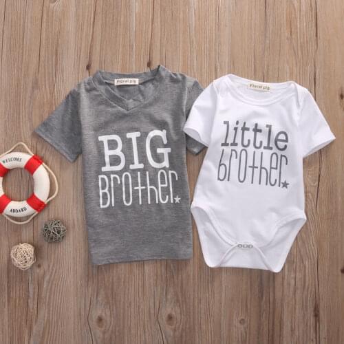 HOT Emmababy Fashion Boys Top-Clothes Newborn Baby Boys Romper Bodysuit Big Brother T-shirt Tops Outfits Family Set