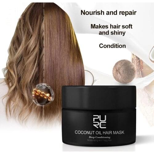 PURC 50ml Coconut Oil Hair Mask Repairs damage restore soft good or all hair types keratin Hair & Scalp Treatment for hair care