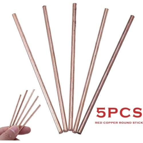5Pcs 100mm Length Metal Electrode Soldering Rod 3mm Diameter Solid Round Red Copper Bar Welding Brazing Wire