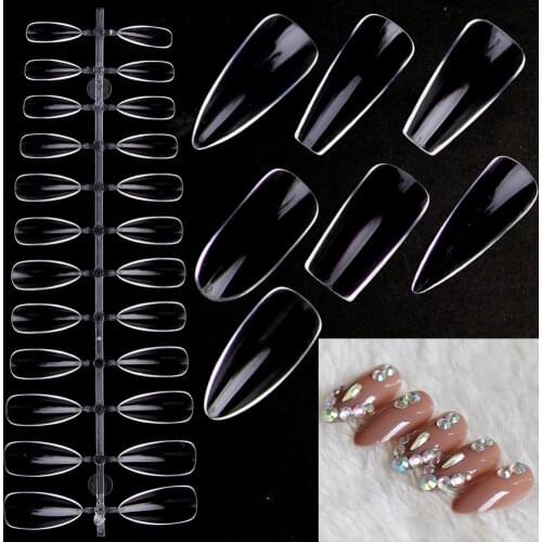 120Pcs/Bag Fake Nail Tips Natural/Transparent Full Cover Nails Press On Coffin Practice Nail Polish Model Display False Nails
