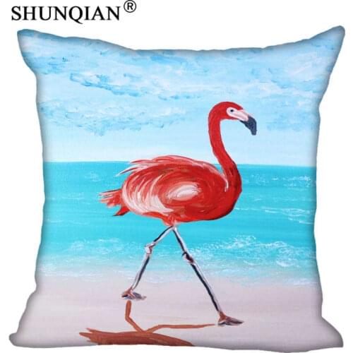 Flamingo Pillowcase Square Zippered Home Decorative Pillow Cover Wedding Custom Gift For Two Sides Printed