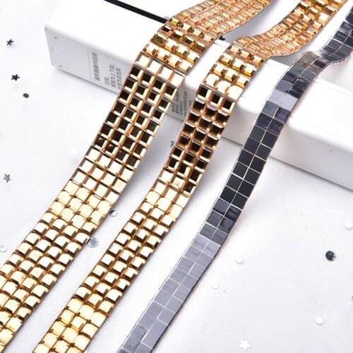 New 2yards/Lot Gold Rhinestone Trimming Hot-Fix Tape Iron On Glass Strass Banding Dress Belt Diy Accessories Garment/Shoes/Bags