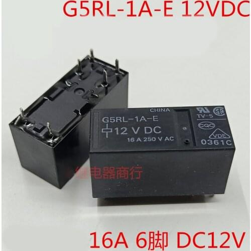 New 5PCS/lot G5RL-1A G5RL-1A-E 12VDC G5RL-1A-E-12VDC 12V 16A 6PIN