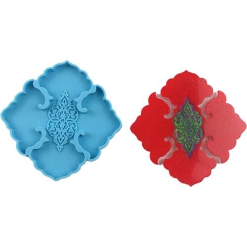Square Hollow Coaster Epoxy Resin Mold Cup Mat Silicone Mould DIY Crafts Home Decorations Casting Tool U90F