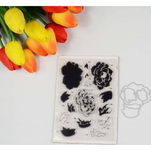 Peony flower Transparent clear stamp/coordinating die for DIY Scrapbooking/Card Making/Kids Fun Decoration Supplies
