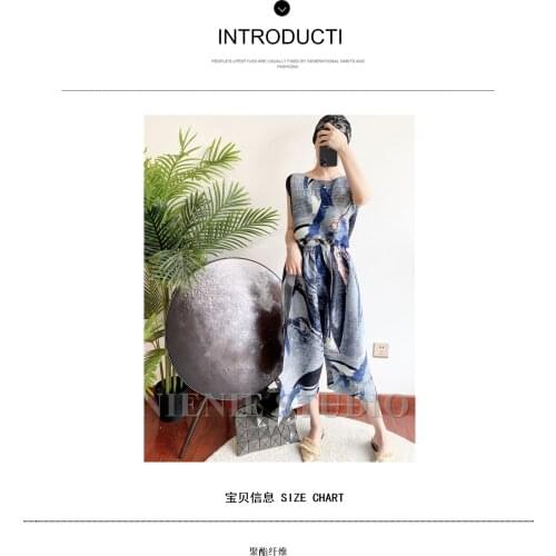 HOT SELLING Miyake fold fashion O-NECK Backless printing jumpsuits IN STOCK