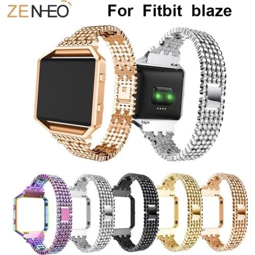 Strap and bezel Replacement Accessories wristband For Fitbit blaze Band Stainless Steel Metal Straps Luxury Bracelet watchbands