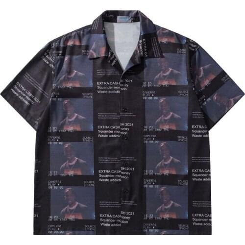 Funny Graphic Portrait Print Retro Shirt Men Hip Hop Short Sleeve Stylish Summer Casual Button Up Shirts Camisa Hawaiana Hombre