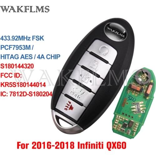 S180144320 For INFINITI QX60 2016 2017 2018 Passive Keyless Entry Go Proximity Smart Car Remote Key Fob KR5S180144014