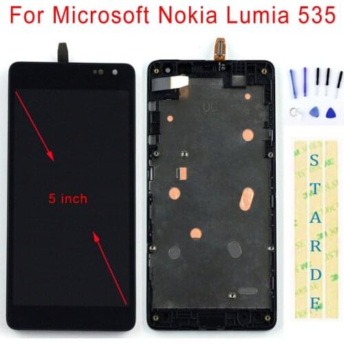 STARDE Replacement LCD For Microsoft Nokia Lumia 535 LCD Display Touch Screen Digitizer Assembly Frame 5"