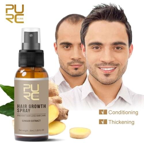 PURC Ginger Hair Growth Spray Anti Hair Loss Essence Treatment Oil Fast Grow Dense Thickener for Men Women Hair Care Products