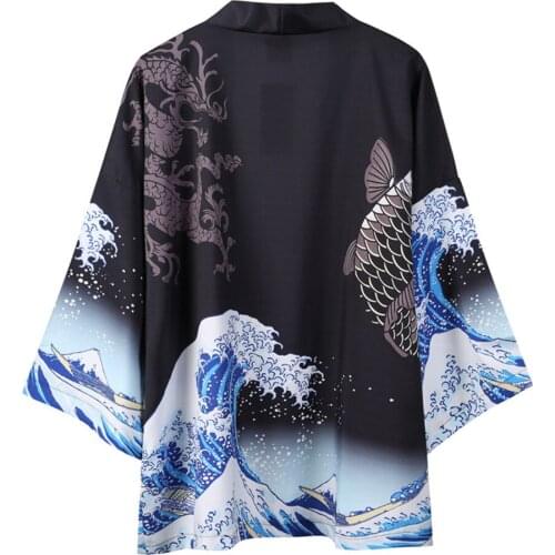 Carp Dragon Wave Printed Traditional Japanese Kimono Cardigan Cosplay Men Women Yukata Clothes Beach Loose Casual Shirt Blouse