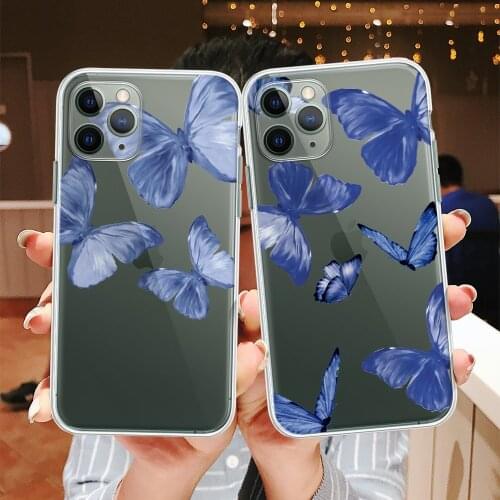YIKS Clear Silicone Phone Case For iPhone 7 XS MAX X 11 Pro 12 XR 5S SE20 8 6 Plus Beautiful Butterfly Soft TPU Back Cover Coque