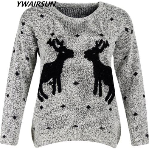 YWAIRSUN Luxury Christmas Reindeer Sweater Womens Long Sleeve Turtleneck Fawn Knitwear coat poncho shawls Onesize Two-tone Hot