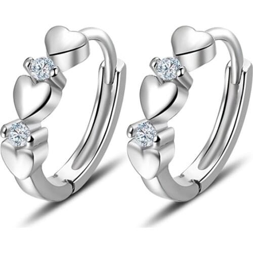 LByzHan 100% Real 925 Sterling Silver Earrings Heart Zircon Small Earrings For Women Jewelry Gifts