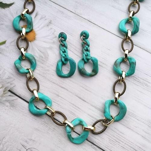 Blue Series Acrylic Necklace About 1 meter Linked Chains Strands Long Chains Women Finished DIY Jewelry Set Statements N303