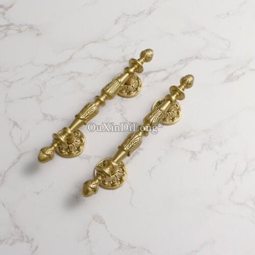 1PCS French Light Luxury Brass Handle Wardrobe Drawer Kitchen European Golden High-end Copper Cabinet Door Furniture Knobs GF553