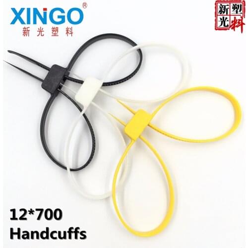 1Pcs/Lot 12mmx700mm 12x700 12*700 plastic police handcuffs Double Flex Cuff Disposable Handcuffs zip tie Nylon cable ties
