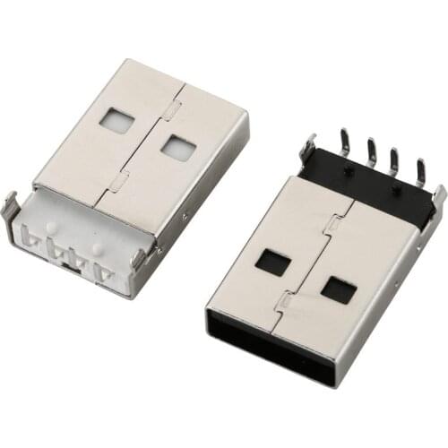 10PCS USB 2.0 Jack A Type Male Plug Connector USB AM 4pin Sink 1.2 DIP Cable Soldering