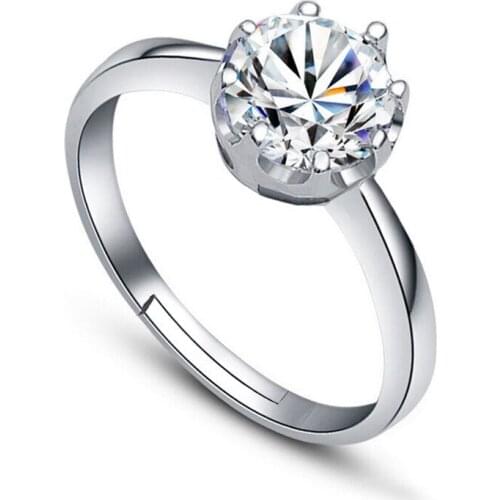 100% 925 sterling silver hot sell shiny crystal ladies`adjustable rings women jewelry female wedding gift drop shipping