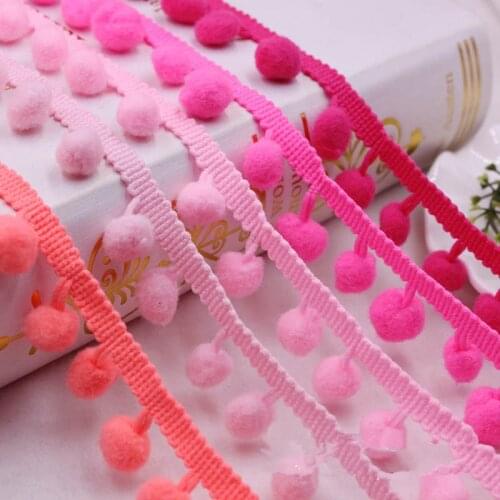 2yards Pom Pom Lace Trim Ball Ribbon MINI Pearl Pompom Fringe Ribbon Sewing Lace Kintted Fabric Handmade DIY Craft Accessories