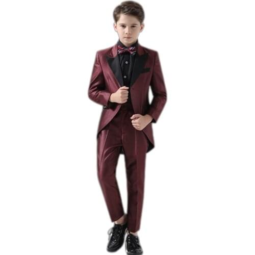 High quality Children Boys Suit Kids Blazer Boys Formal Suit For wedding suits for boys or party clothes Jackets Pants Vest 3pcs