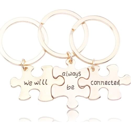 3 Pieces / Set Of Creative Geometric Letter Key Ring, We Will Always Connect The Keychain For Womens Best Friends Forever
