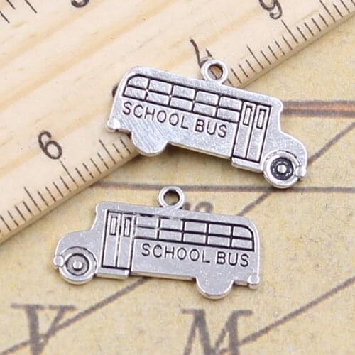 30pcs Charms School Bus Car 13x23mm Tibetan Pendants Antique Jewelry Making DIY Handmade Craft For Bracelet Necklace