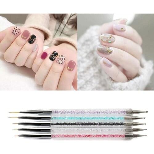 5pcs Liner Gel Nail Art Painting Pens Polish Dotting Pencil Manicure Brush Nail Charm Accessory Beauty Tool Nail Art Paint Pen