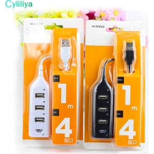 5ps Mini High Speed 4 Port USB 2.0 HUB 60cm 60cm cable Adapter For Laptop PC Computer Laptop Peripherals Accessories