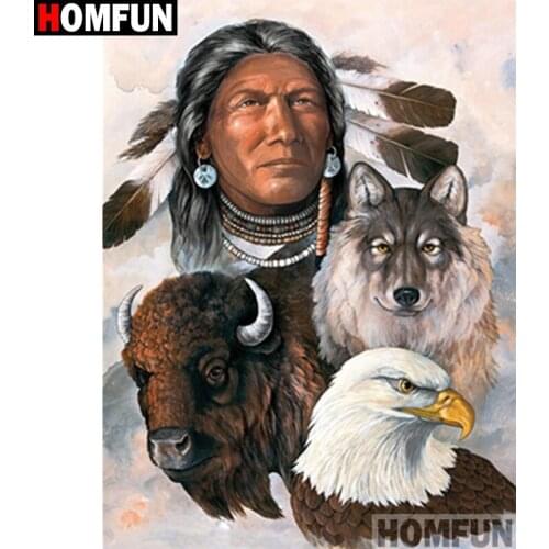HOMFUN Full Square/Round Drill 5D DIY Diamond Painting "Man animal" Embroidery Cross Stitch 3D Home Decor Gift A11778