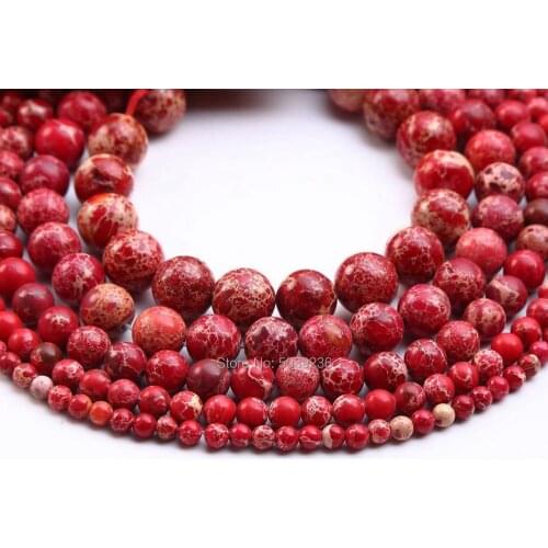 Bulk Wholesale Turquoises Red Sea Sediment Jaspers Natural Stone Round Loose Spacer Beads for Jewelry Making 4-12mm