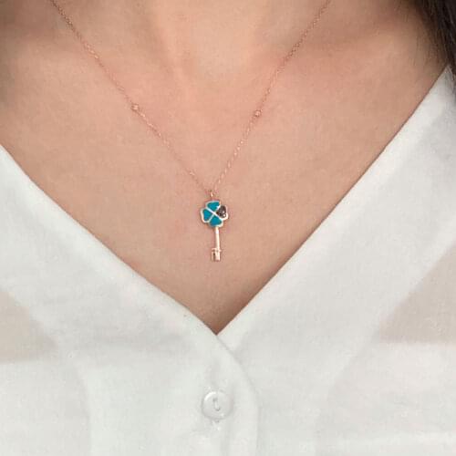 Fashion Chain Choker 925 Silver Necklace For Women Trendy Neon Super Luxury Clover Good Luck Collares Turkish Fine Jewelry