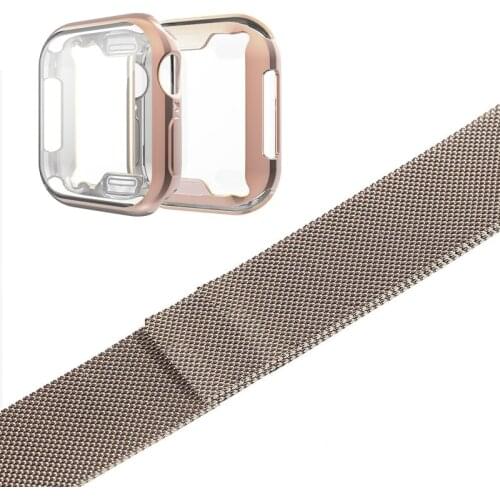 Metal Bracelet strap Watch Case for IWatch 5 4 TPU Bumper Slim fit Case Colorful Protector 38mm 42mm 40mm 44mm For Apple Watch