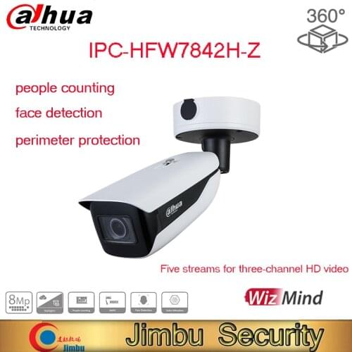 Dahua 8MP IR Bullet WizMind Network Camera IPC-HFW7842H-Z With deep learning algorithm Five streams for three-channel HD video