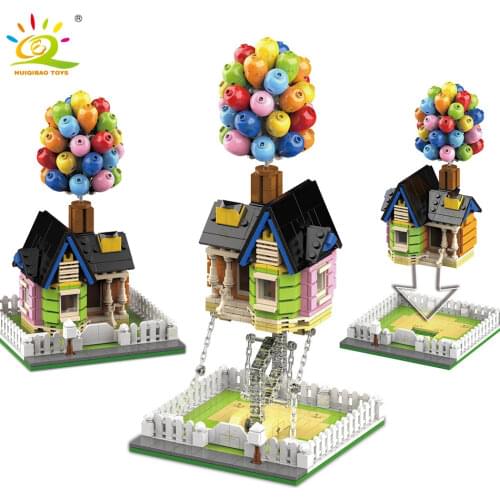 HUIQIBAO TOYS 555PCS Tensegrity Balance Balloon House Building Blocks for Children City Street View Creative Construstion Bricks