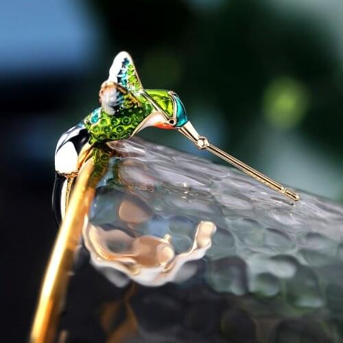 MFY Elegant Hummingbird Ear Stud Earrings Copper Dangle Enamel Earring For Women Hoop Earrings Wedding Jewelry