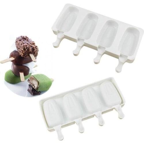 Grid Big Size Ice Cream Mold Silicone Thick Material DIY Molds Ice Cube Moulds Dessert Molds Tray With Popsicle popsicle mold