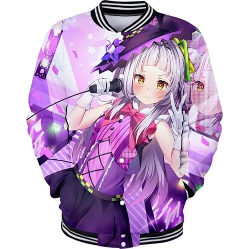 HOLOLIVE VTuber Murasaki Shion 3D autumn winter Holiday Men/Women casualStreetwear Baseball Uniform Streetwear Kawaii Style