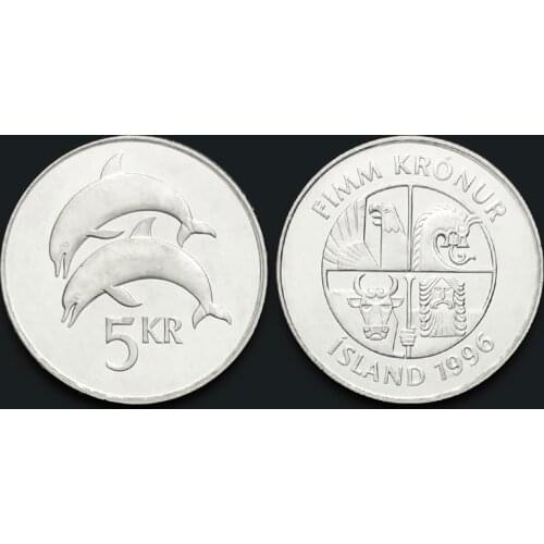 Iceland 5 kronor 1996 100% Real Original Coin Uncirculated Unc Collect Coins