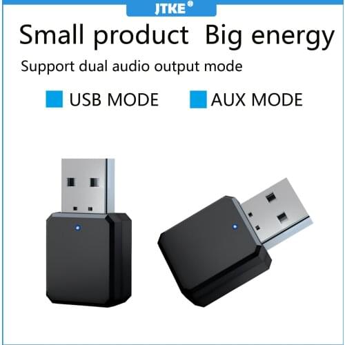 JTKE USB Wireless Bluetooth 5.0 Receiver Adapter Music Speakers with microphone 3.5mm AUX Car Stereo Audio Adapter #184