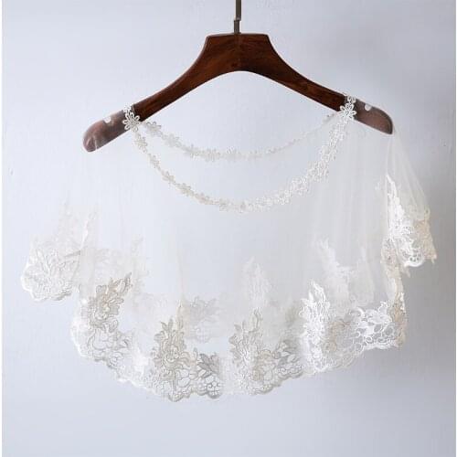 Lace collar sunscreen cloak neck short shawl thin short coat jacket strapless small shawl vest summer dress lace fabric white