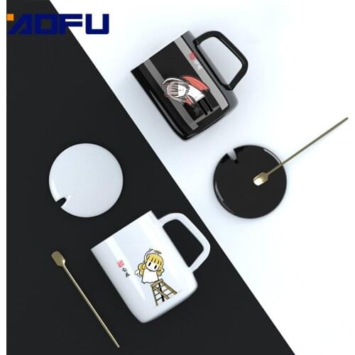 Love Original Design Couple Mug Mark Cup Creative Personality Cup Simple Couple Mug Large Nordic Retro Coffee Cu Lid 360ML