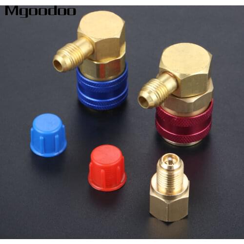 Mgoodoo R12 To R134A AC Manifold Gauge Set Conversion Kit High/Low Side Quick Coupler Connector Brass Adapters 1/2" X 1/4" SAE