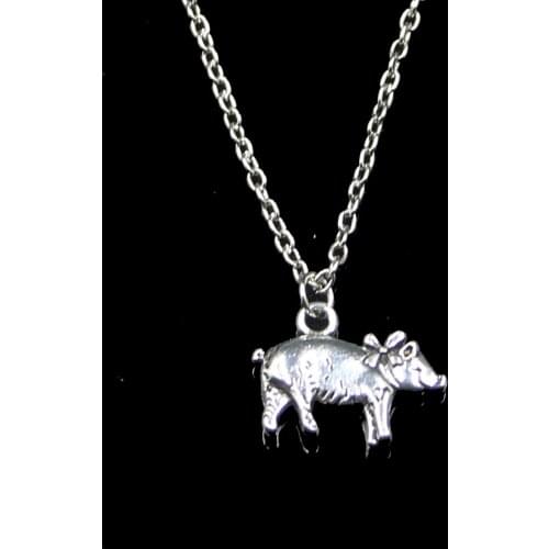 Fashion 21*16mm 3D Pig Pendant Necklace Link Chain For Female Choker Necklace Creative Jewelry party Gift