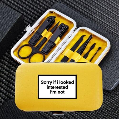 Fashion Manicure Nail Clipper Sets Funny Letter 7pcs Travel Stainless Steel Trimmer Clippers Cutter Scissors Accessories Tools