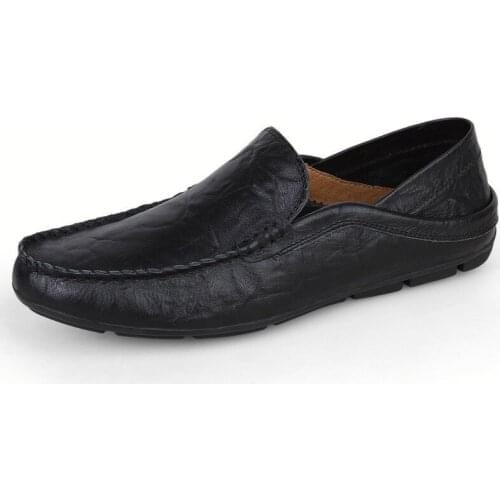 Big size 35-47 slip on casual men loafers spring and autumn mens moccasins shoes genuine leather mens flats shoes