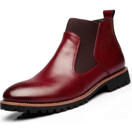 Men Chelsea Boots Slip-on Waterproof Ankle Boots Men Fashion Boots Microfiber Leather shoes Big Size 38-46