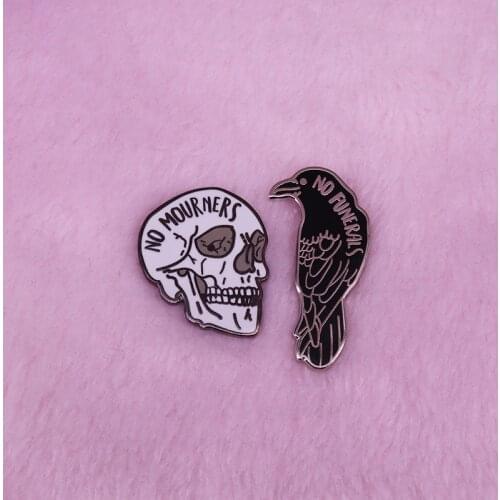 No Mourners, No Funerals enamel pin set Six of crows inspired Goth literature bookworm decor