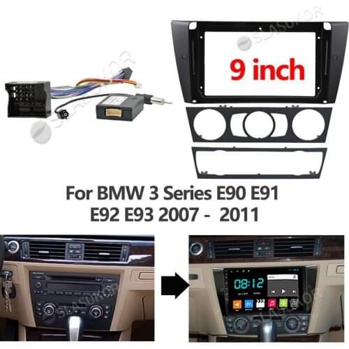 For BMW 3 Series E90 E91 E92 E93 2007-2011 Wires Board Control CANBUS Work Stereo Panel Dash Installation DVD Frame 9 Inch 2din